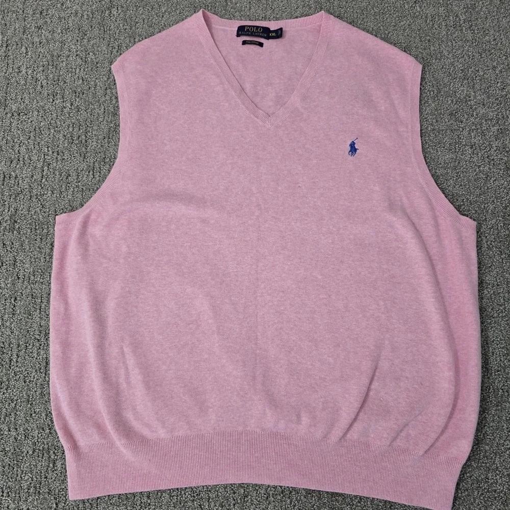 Polo Ralph Lauren Pink Pima Cotton Sweater Vest XXL Preppy Golf Coastal
